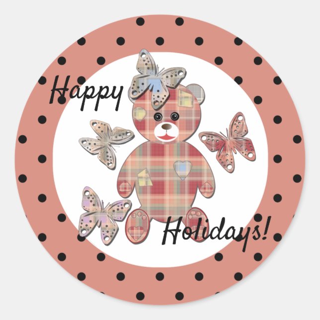 Teddy Bär Runder Aufkleber (Vorderseite)