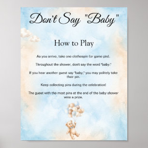 Teddy Bär Sag Nicht Baby Shower Spiel Schild