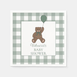 Teddy-Bär-Sage-Grün-Baby-Shower Serviette