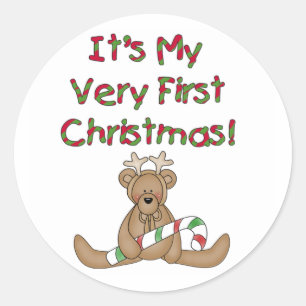 Teddy Bär Sehr 1. Weihnachtsgeschenke und Geschenk Runder Aufkleber