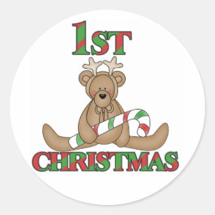 Teddy Bär Sehr 1. Weihnachtsgeschenke und Geschenk Runder Aufkleber