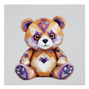 Teddy Bär spielerisch Adorable Fun Animal Colorful Poster