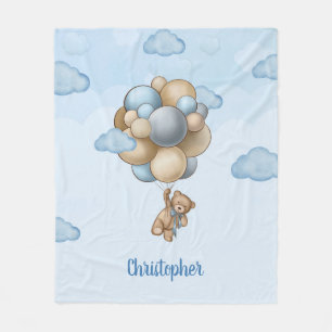 Teddy Bär staubige blaubraune Elfenbeinballons Fleecedecke