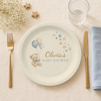 Teddy Bär Sterne Baby Shower Papier Teller