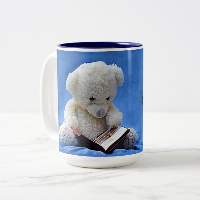 Teddy Bar Time to Read, KOA Zweifarbige Tasse (Vorderseite Links)