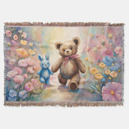 Teddy Bär und Bunny im Pastellgarten Decke