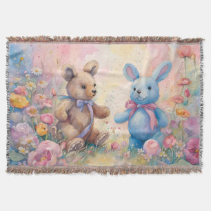 Teddy Bär und Bunny im Pastellgarten Decke