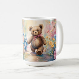 Teddy Bär und Bunny im Pastellgarten Kaffeetasse