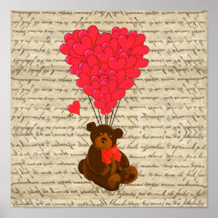 Teddy Bär und Herz Poster