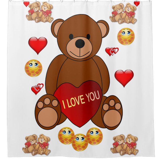 Teddy Bär valentines Kinderduschvorhang, was Duschvorhang (Vorderseite)