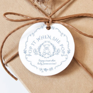 Teddy Bär Vintag Toile Pop es, wenn sie Pop Geschenkanhänger