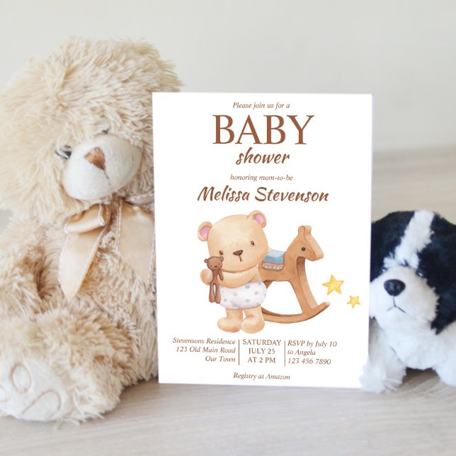 Teddy Bär Vintages Spielzeug Boho Babydusche Einladung (Von Creator hochgeladen)
