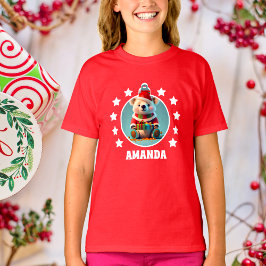 Teddy Bär Weihnachten Personalisiert Kids Red T-Shirt