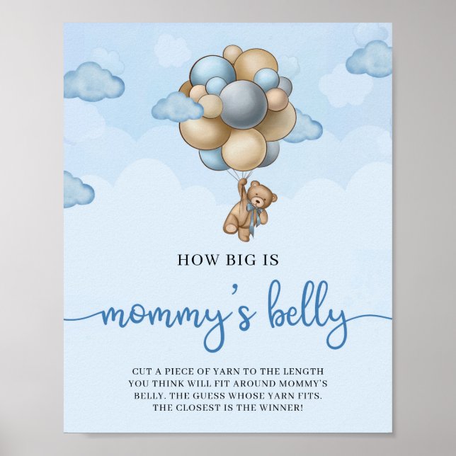 Teddy Bär Wie groß ist Mommys Bauchspielzeichen Poster (Vorne)