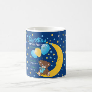 Teddy Bären auf dem Mond Baby Birth Stats Kaffeetasse
