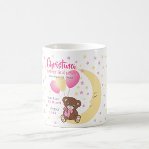 Teddy Bären auf dem Mond Baby Birth Stats Kaffeetasse