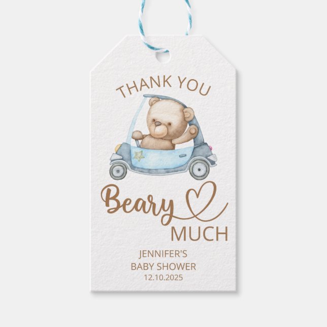 Teddy Bären Baby Bär Vielen Dank beary Geschenkanhänger (Vorderseite)