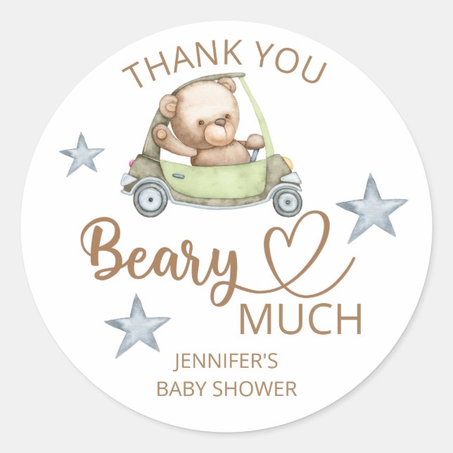 Teddy Bären Baby Bär Vielen Dank beary Runder Aufkleber (Vorderseite)