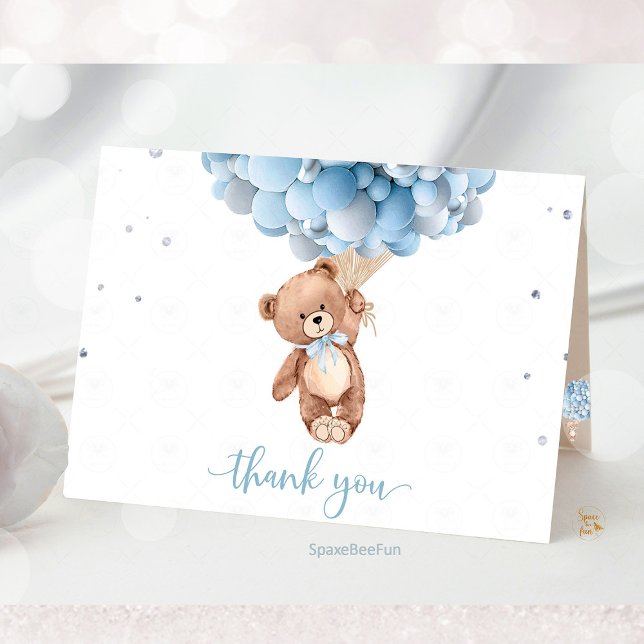 Teddy Bären Baby Dusche geklappt Danke Karte (teddy bear baby shower,thank you card,teddy bear boy,theme teddy bear,decorations bab5 shower,)