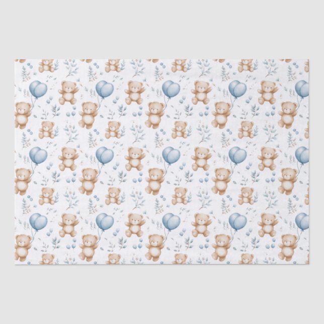 Teddy Bären Baby Dusche Seidenpapier (Vorderseite)