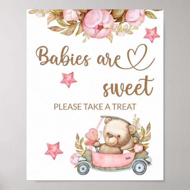 Teddy Bären Babybär Babys sind süß nehmen eine Lec Poster (Vorne)