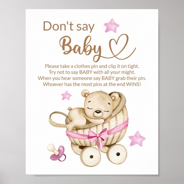 Teddy Bären Babybär sagen nicht Babydusche Poster (Vorne)