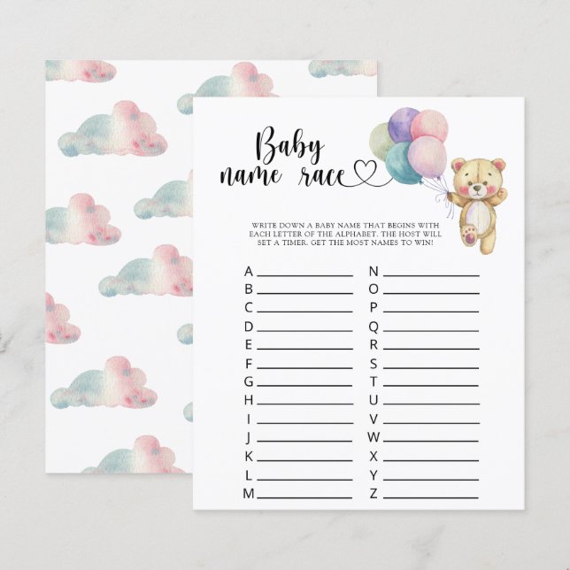 Teddy Bären Ballons - Baby name race game (Vorne/Hinten)