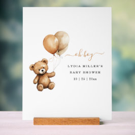 Teddy Bären Balloons Babydusche Geschlecht neutral Acrylschild