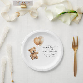 Teddy Bären Balloons Babydusche Geschlecht neutral Pappteller