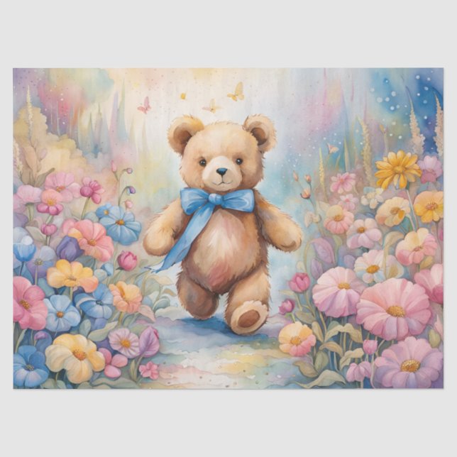 Teddy Bären beim Bummel in einem Teiggarten Seidenpapier (Vorderseite)