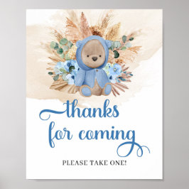 Teddy Bären blauen Blumen Pampas Dank für die komm Poster