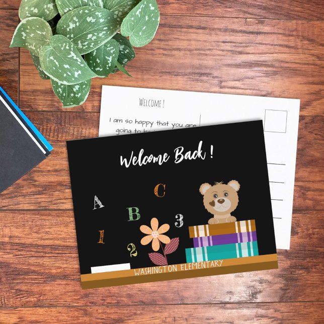 Teddy Bären Books Willkommen zurück zur Schule Pos Postkarte (Welcome back to school postcard . )