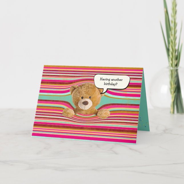 Teddy Bären Geburtstagsstreifen Karte (Vorderseite)