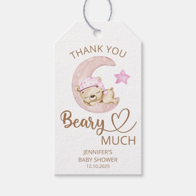 Teddy Bären Girl Bär Danke beary viel Geschenkanhänger (Vorderseite)