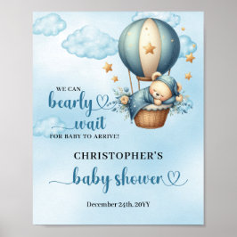 Teddy Bären Heißluftballon Boy Baby Dusche Empfang Poster