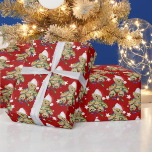Teddy Bären in Weihnachtsbeleuchtung Geschenkpapier