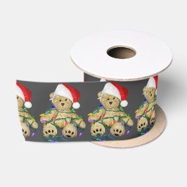 Teddy Bären in Weihnachtsbeleuchtung Satinband