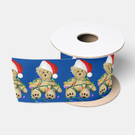 Teddy Bären in Weihnachtsbeleuchtung Satinband