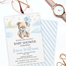 Teddy Bären Mond und Stars Baby Dusche Einladung