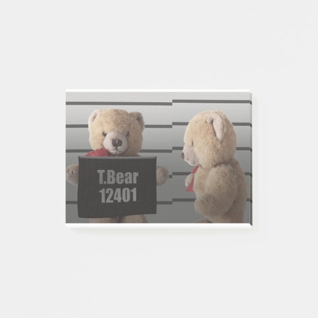Teddy Bären Mugshot Post-it Klebezettel (Vorderseite)