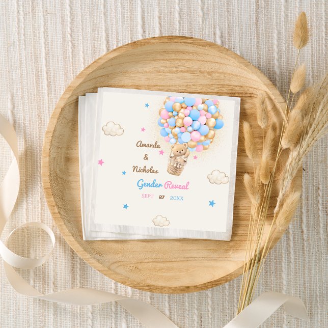 Teddy Bären Niedlich Gender Reveal Pink Blue Serviette (Von Creator hochgeladen)
