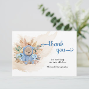 Teddy Bären Pampas blauen Blumen Palmenblatt danke Begleitkarte