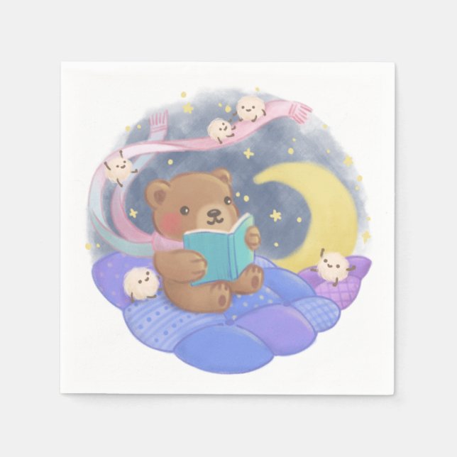 Teddy Bären Reading mit/ Fluffy Monsters Illustrat Serviette (Vorderseite)
