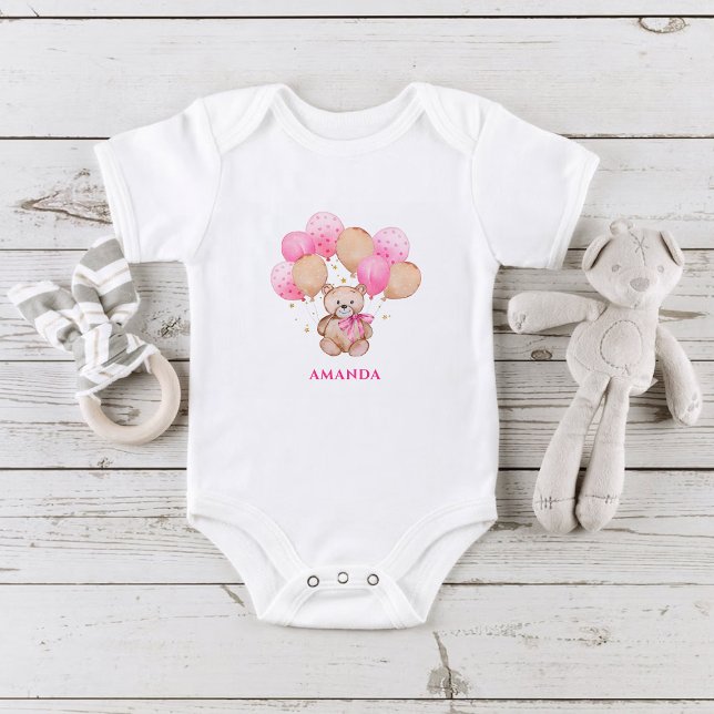 Teddy Bären rosa Ballons Baby Bodysuit Strampler (Von Creator hochgeladen)
