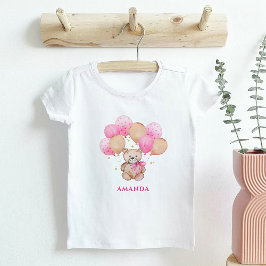 Teddy Bären rosa Ballons Baby T - Shirt