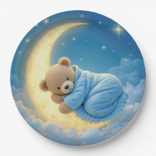 Teddy Bären schlafen auf dem Mond Pappteller