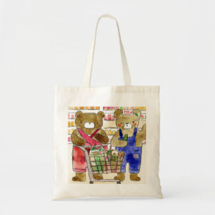 Teddy Bären Shopping ai generierte Wasserfarbe Tragetasche