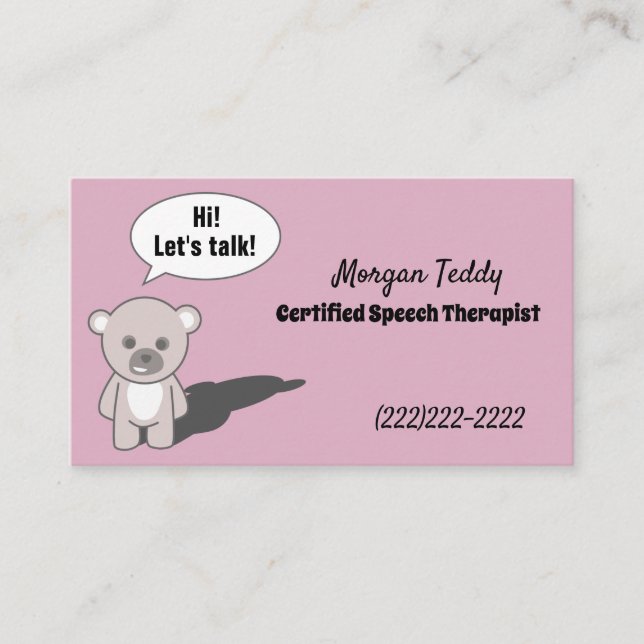 Teddy Bären sprechen Print Niedlich Speech Therapy Visitenkarte (Vorderseite)