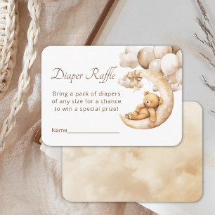 Teddy Bären über dem Monddiaper Raffle Babydusche Begleitkarte
