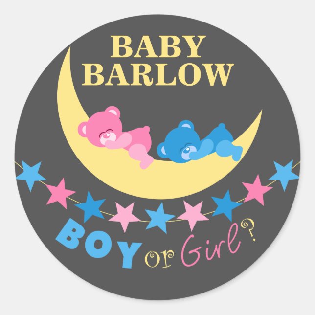 Teddy-Bären von Jungen oder Mädchen auf dem Mond-G Runder Aufkleber (Vorderseite)